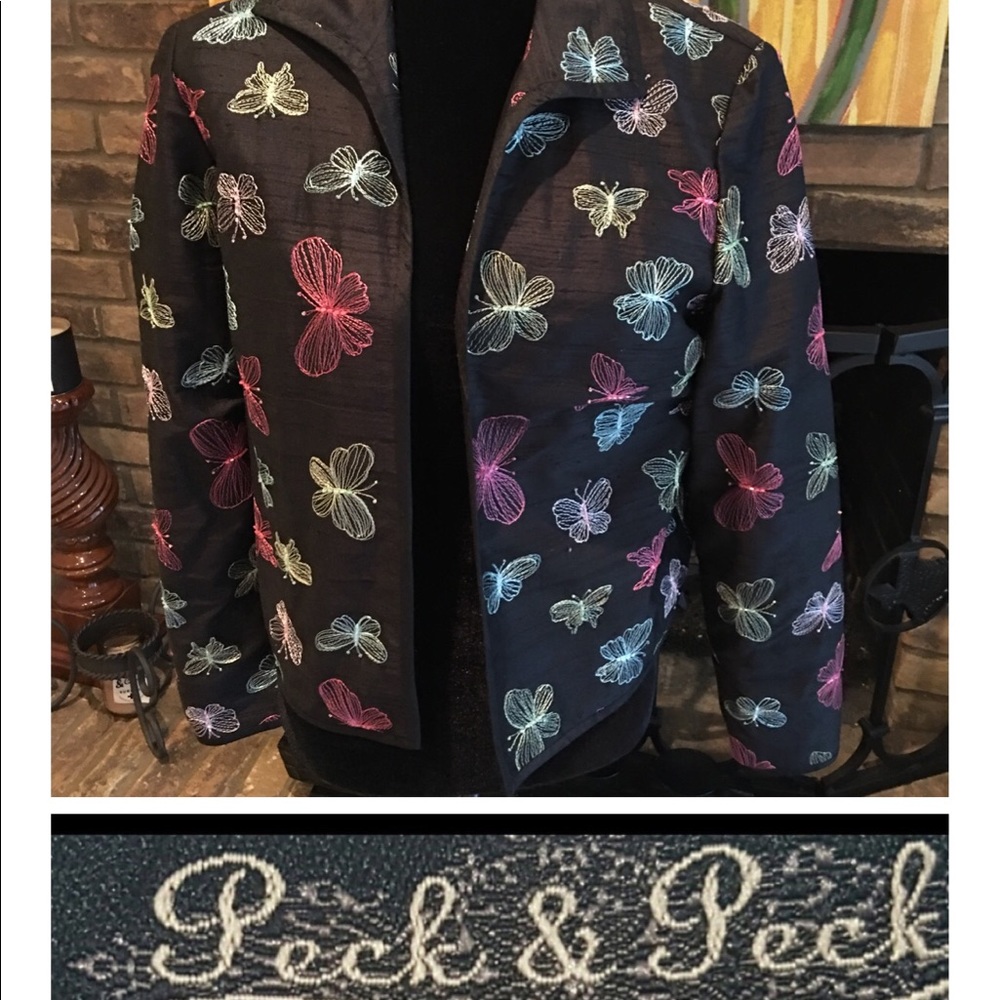 Peck & Peck 100% Silk Lined Butterfly Jacket - Size 8 - Picture 2 of 4